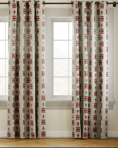 Upholstery Fabric Grey, Red & Black - Ikat 20x20 - Eyaas