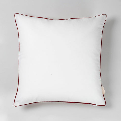 Embroidered Block Printed Cushion Cover, 16x16, Red - Eyaas