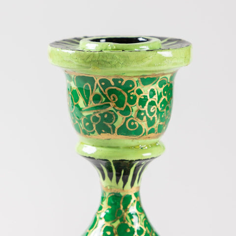 Papier Mache Candle Stands Green - 5.5 x 2.3 - Eyaas