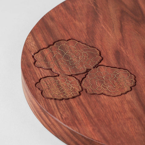 RoseWood with Brass Inlay Trivet / Placemet Marigolds - Eyaas