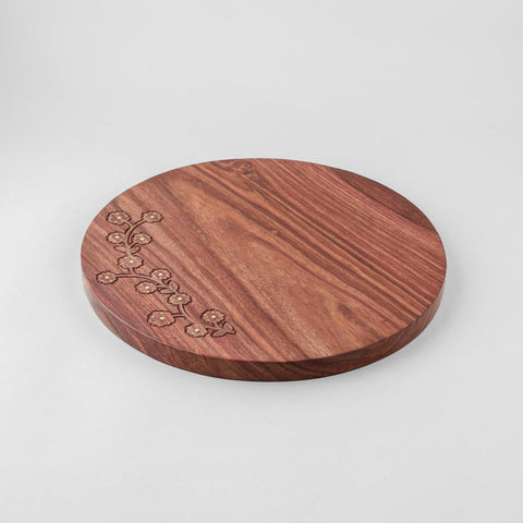 Rosewood with Brass Inlay Trivet/Placemat - Floral - Eyaas