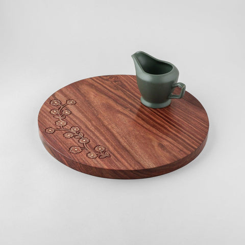Rosewood with Brass Inlay Trivet/Placemat - Floral - Eyaas