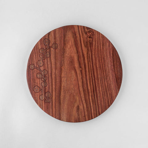 Rosewood with Brass Inlay Trivet/Placemat - Floral - Eyaas