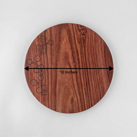 Rosewood with Brass Inlay Trivet/Placemat - Floral - Eyaas
