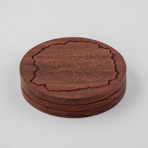 Rosewood Coaster with Brass Inlay - Marigold Set of 4 - Eyaas