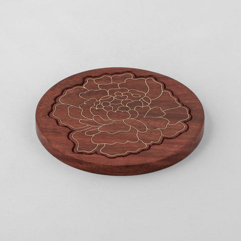 Rosewood Coaster with Brass Inlay - Marigold Set of 4 - Eyaas