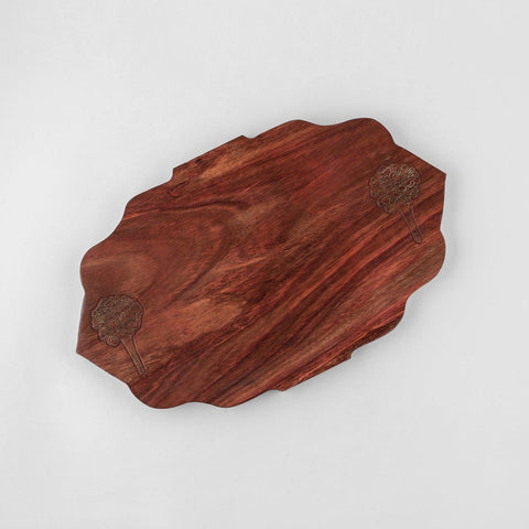 Wood with Brass Inlay Trivet, 9x15, Mughal - Eyaas