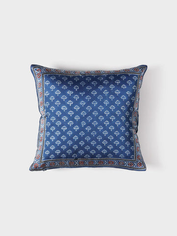 Modal Silk Ajrakh Cushion Cover Indigo & White - 12x12 - Eyaas