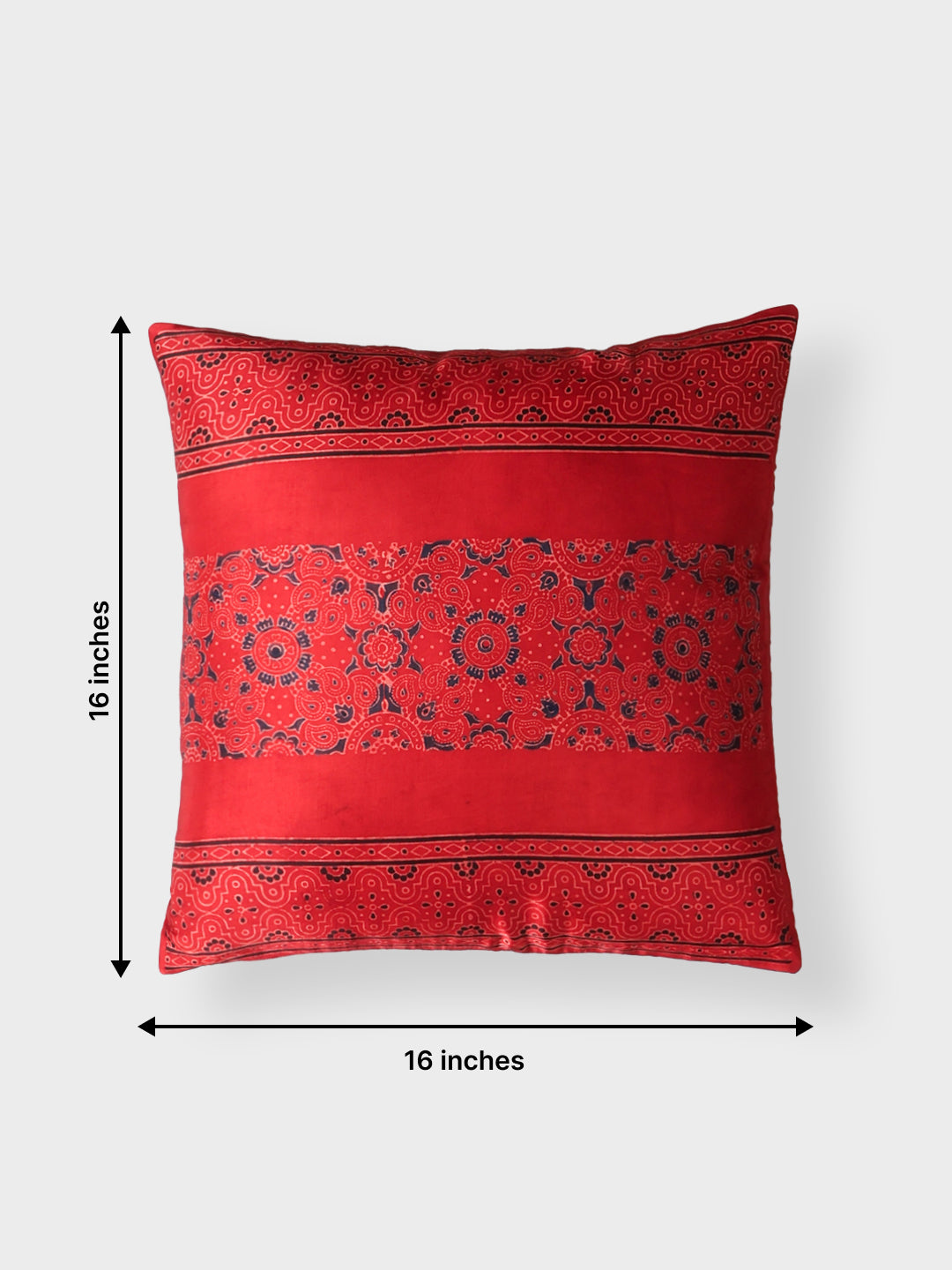 Ethnic Motifs Ajrakh Modal Silk Cushion Cover Red - 16x16