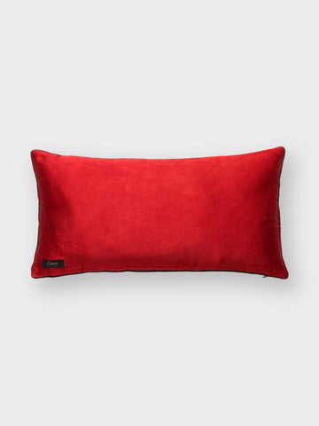 Ajrakh Silk Cushion Cover & Filler Red & Indigo, 12x24 - Eyaas