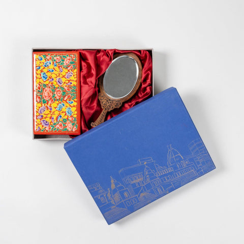 Papier Mache Gift Box with Scarf & Hand Mirror - Eyaas