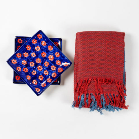 Serving Platters Set & Cotton Throw Gift Hamper - Eyaas