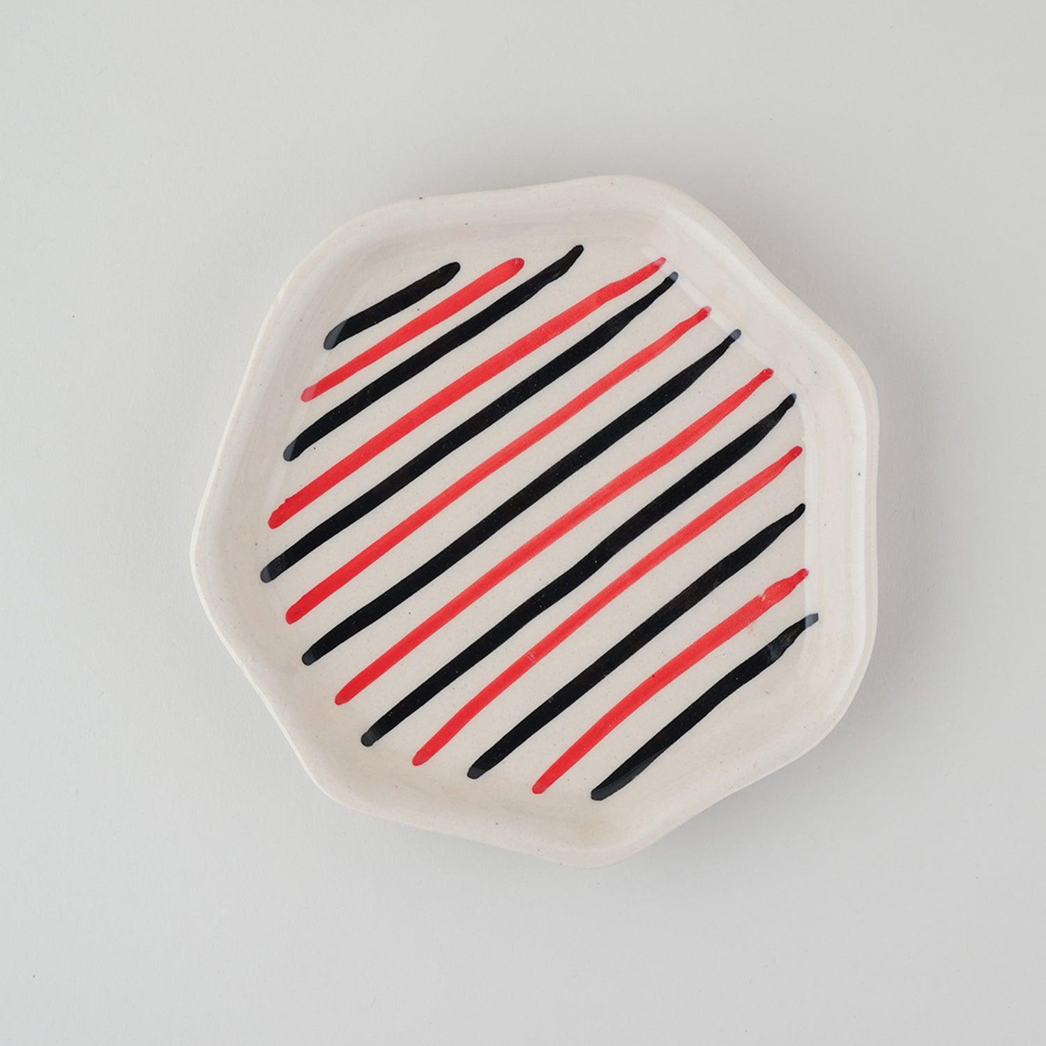 Hexagonal Hand-Painted Ceramic Snack Plates Set of 2 - Eyaas