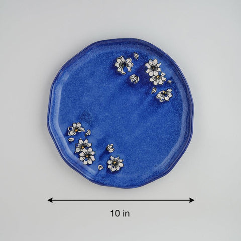 Daisy Ceramic Dinner Plates Set of 2 (Blue) - Eyaas