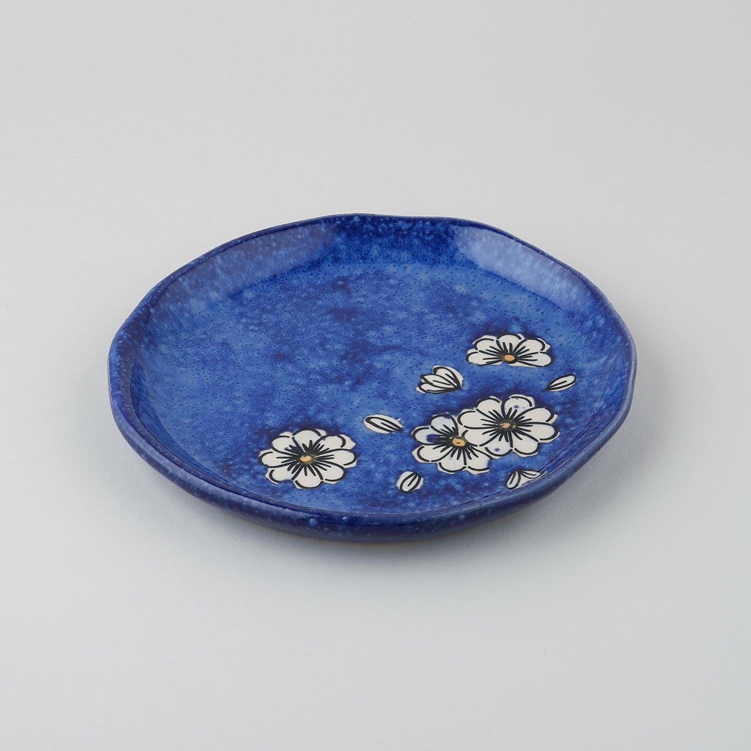 Hand-Painted Ceramic Quarter Plates Set of 2 (Blue) - Eyaas