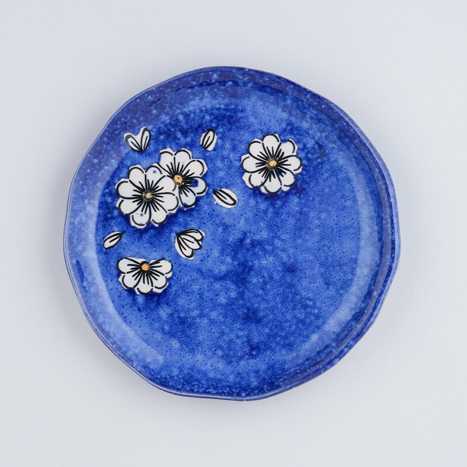 Hand-Painted Ceramic Quarter Plates Set of 2 (Blue) - Eyaas