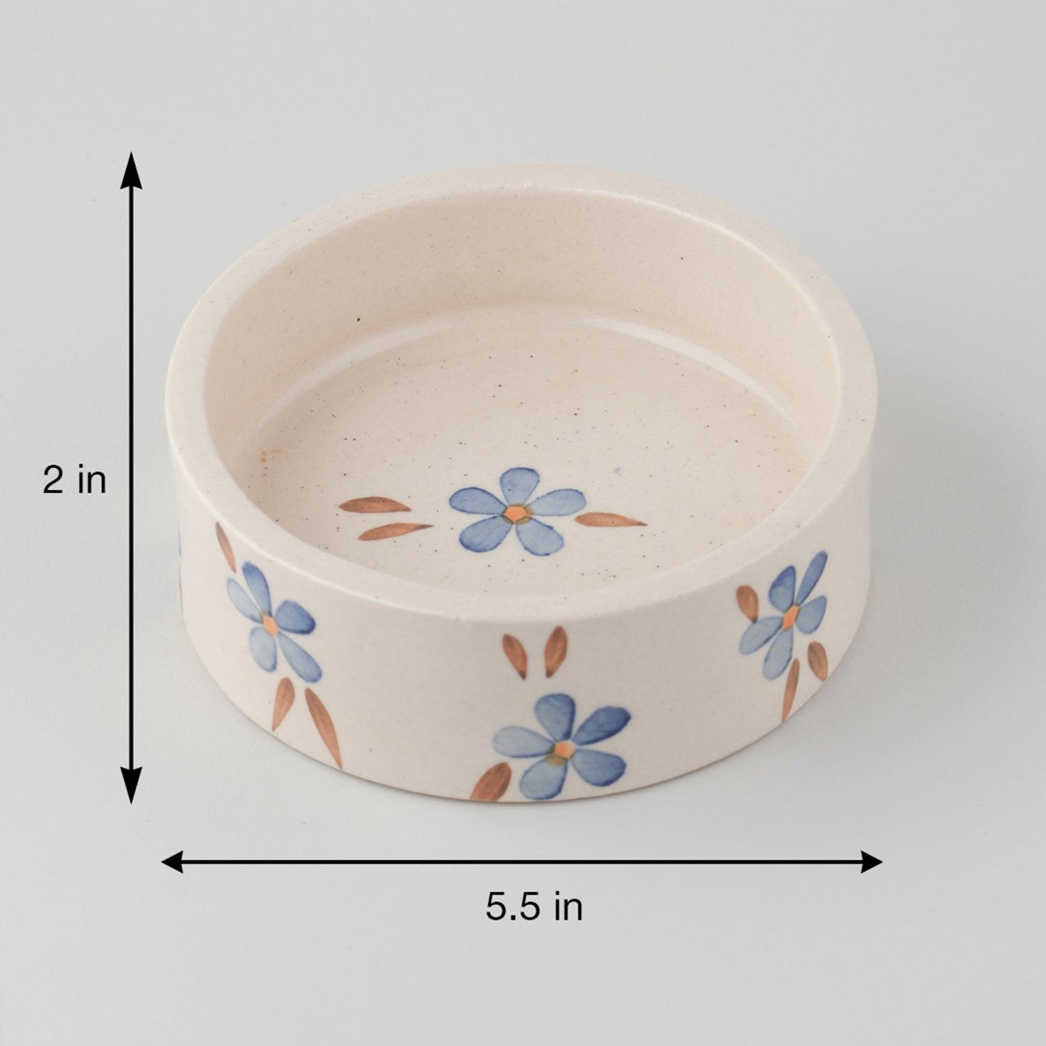 Floral Hand-Painted Ceramic Cereal Bowls Set of 2 (Off-White) - Eyaas