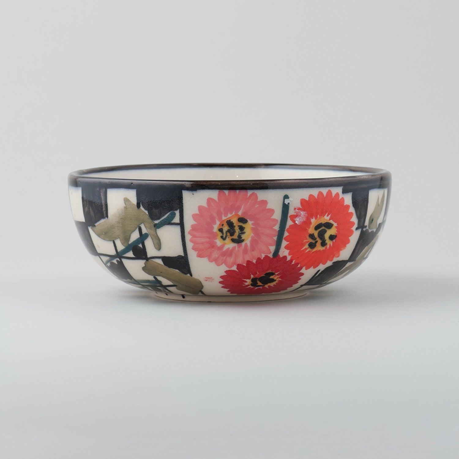 Checked Ceramic Bowls Set of 2 (White & Black) - Eyaas