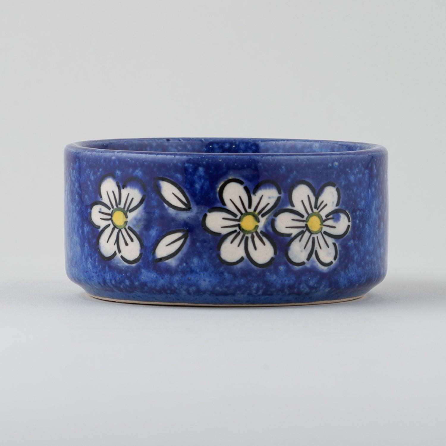 Hand-Painted Ceramic Small Bowls Set of 4 (Blue) - Eyaas