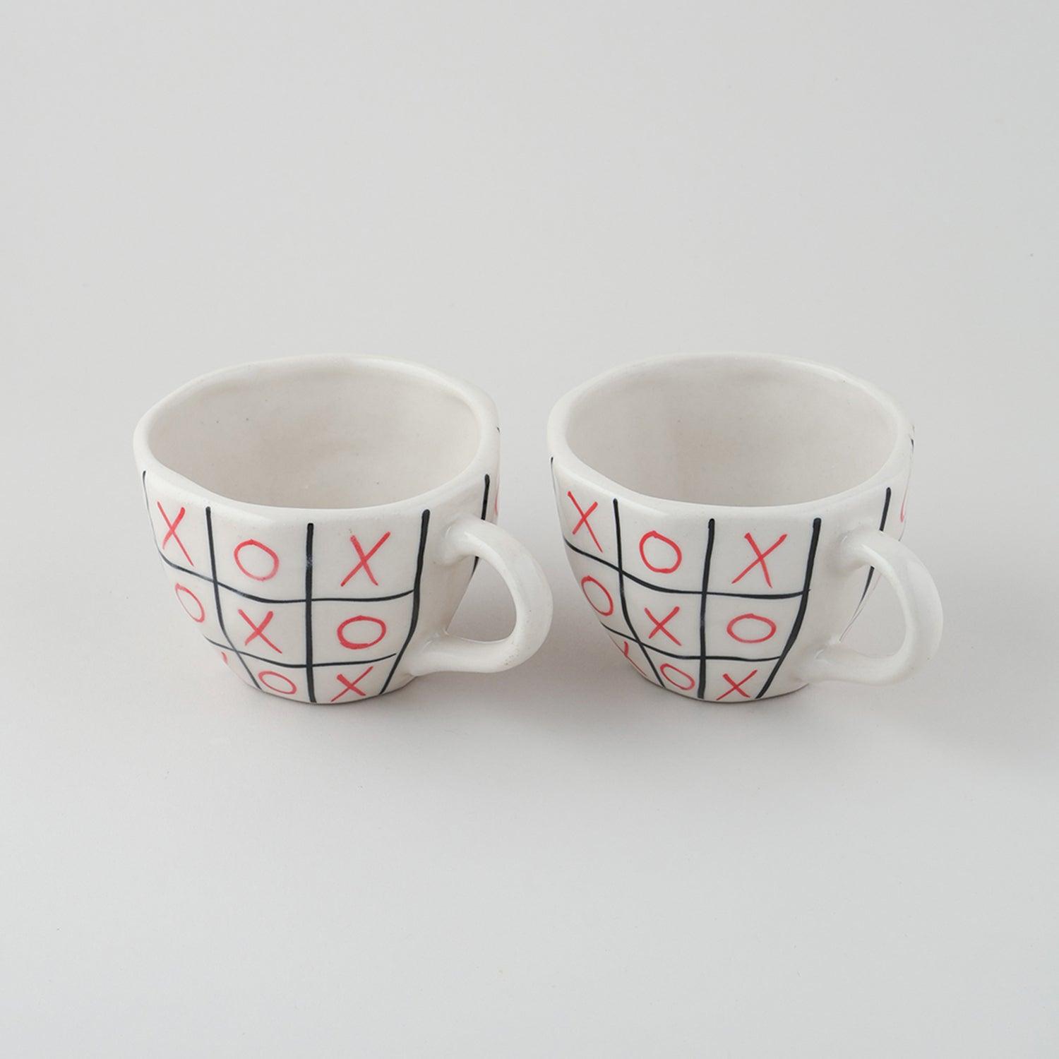 XOXO Ceramic Tea Cups - Set of 2 - Eyaas