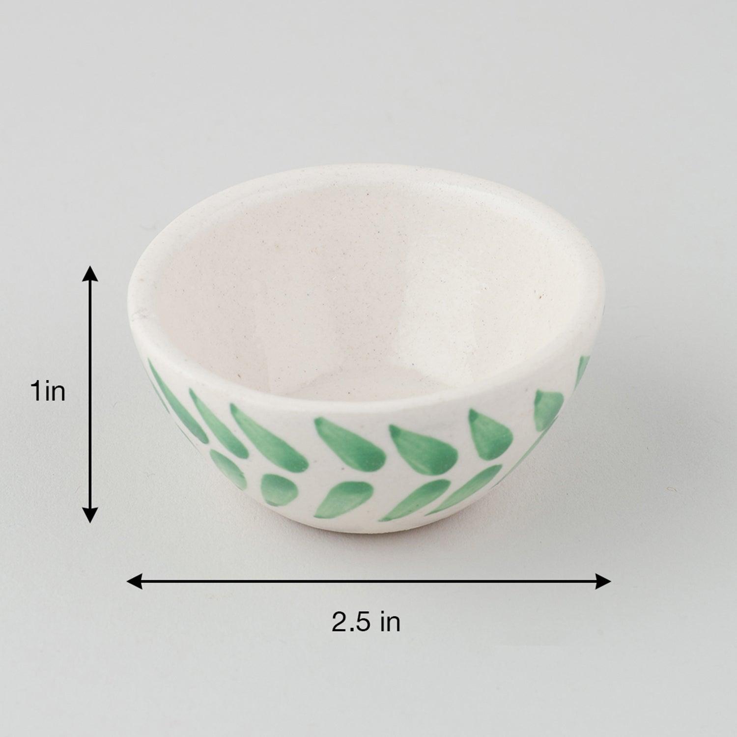 Round Ceramic Dip Bowls Set of 3 (Green, & Blue) - Eyaas