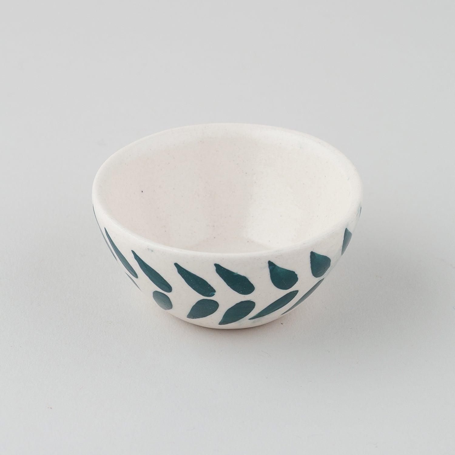 Round Ceramic Dip Bowls Set of 3 (Green, & Blue) - Eyaas