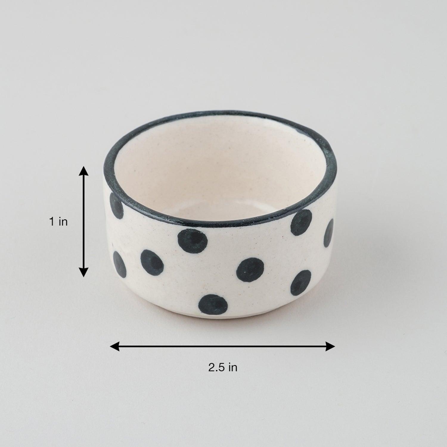 Round Ceramic Dip Bowls Set of 3 (White & Blue) - Eyaas