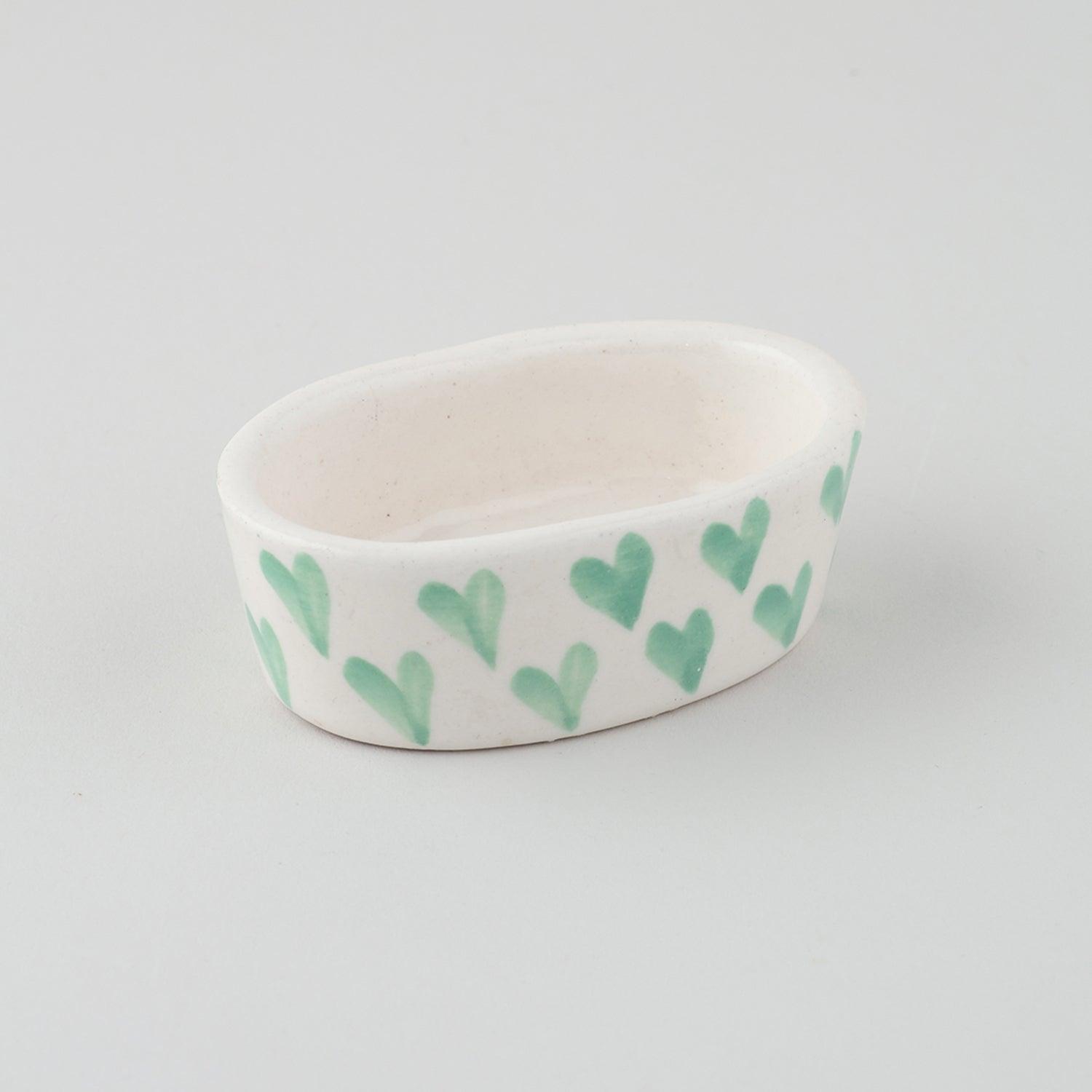 Hand-Painted Ceramic Oval Dip Bowls Set of 4 (Peach, & Blue) - Eyaas