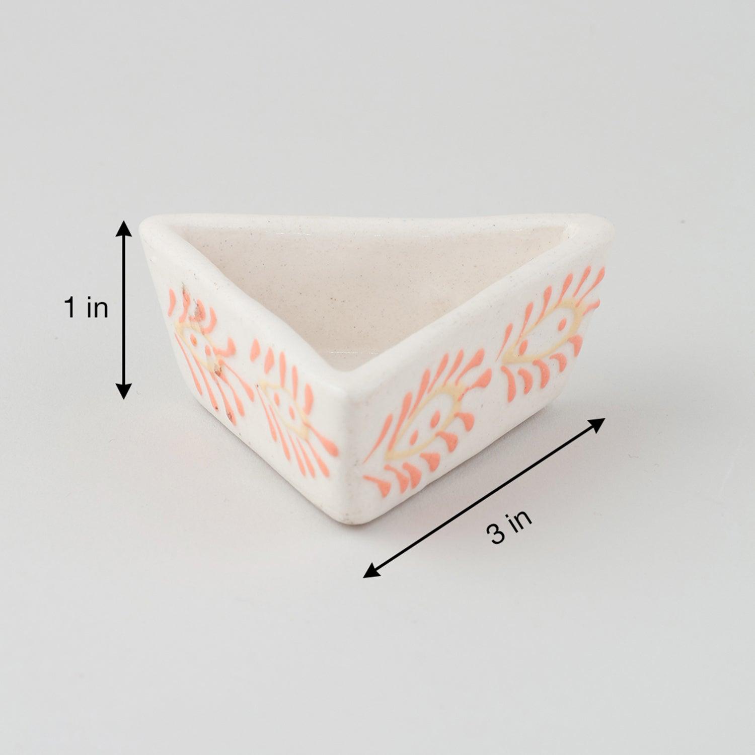 Triangle Ceramic Dip Bowls Set of 3 (Brown & Blue) - Eyaas