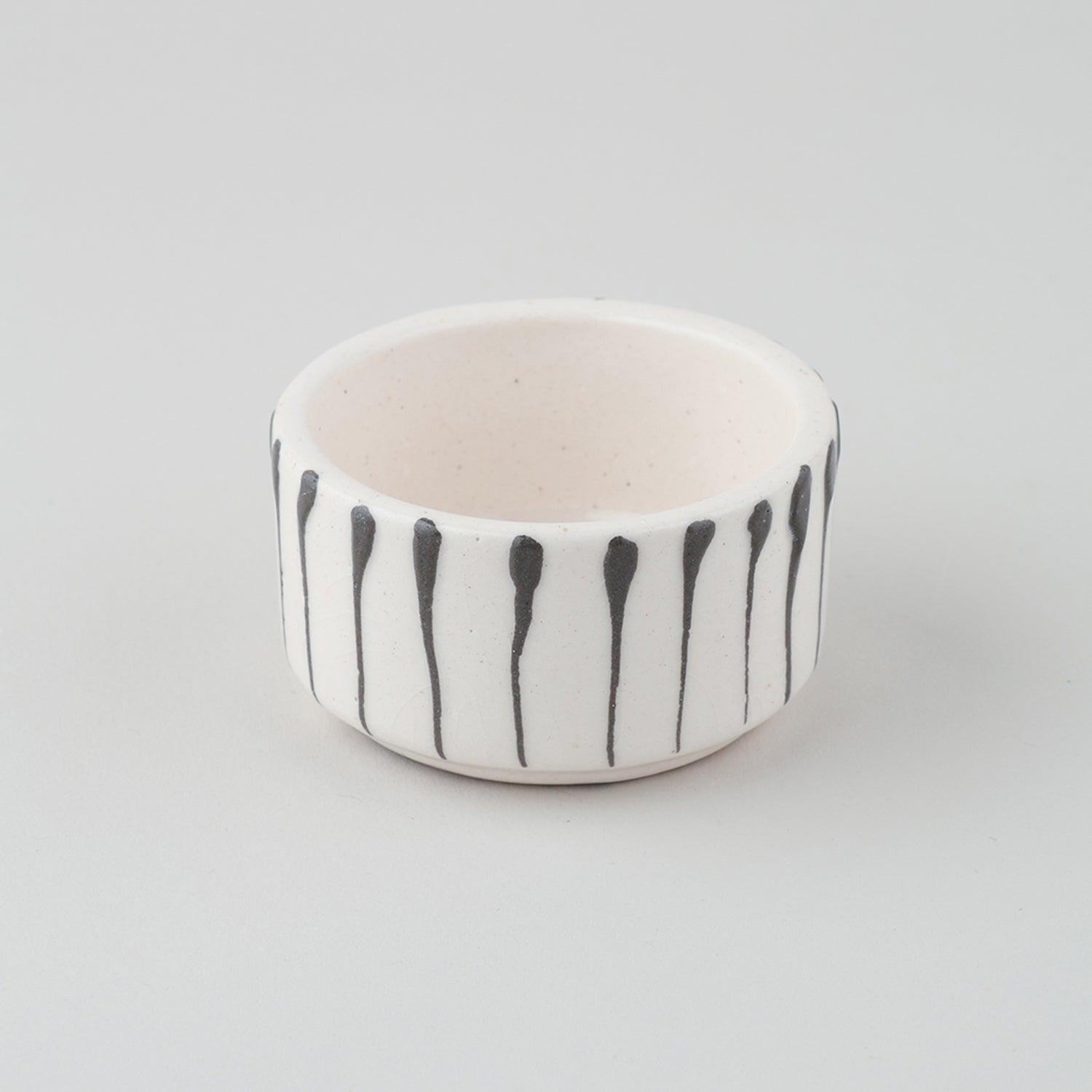 Square & Round Ceramic Dip Bowls Set of 3 (White & Brown) - Eyaas