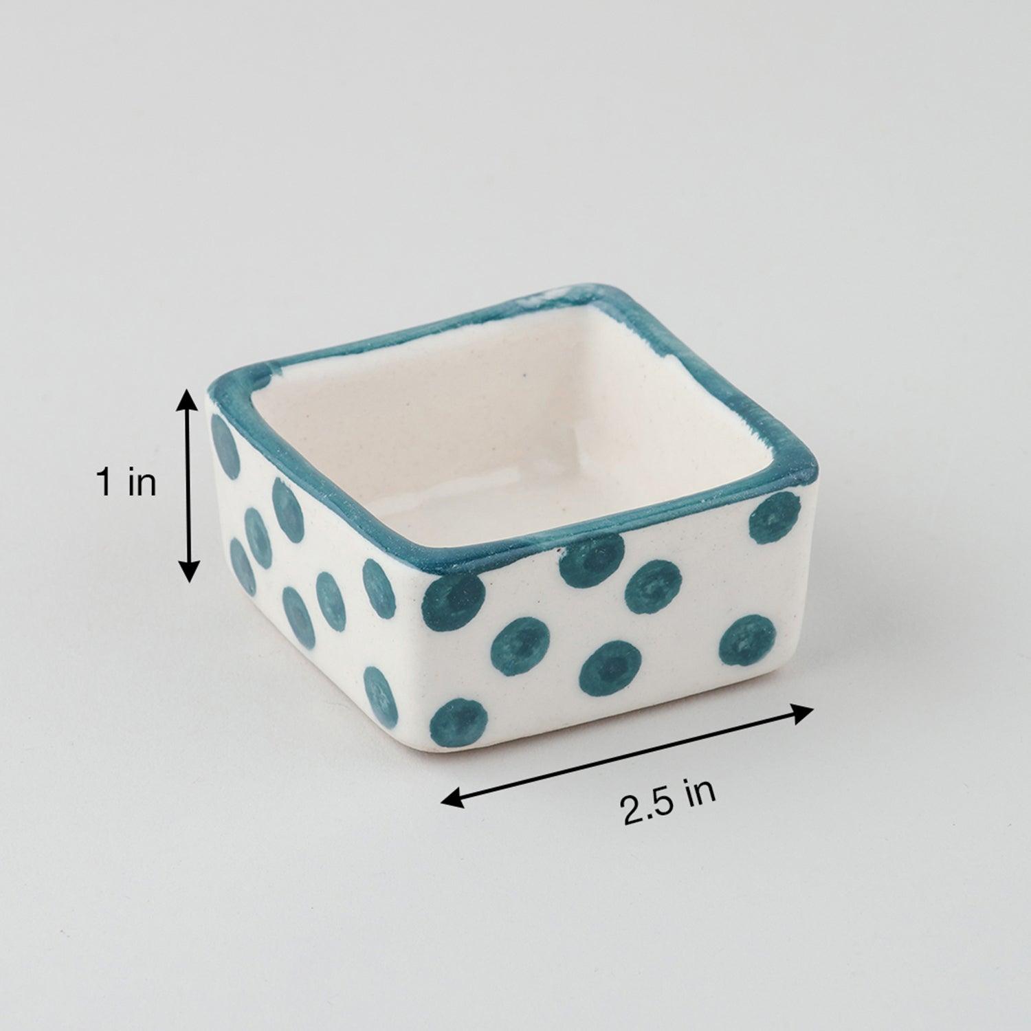 Square Ceramic Dip Bowls Set of 3 (Orange, & Blue) - Eyaas