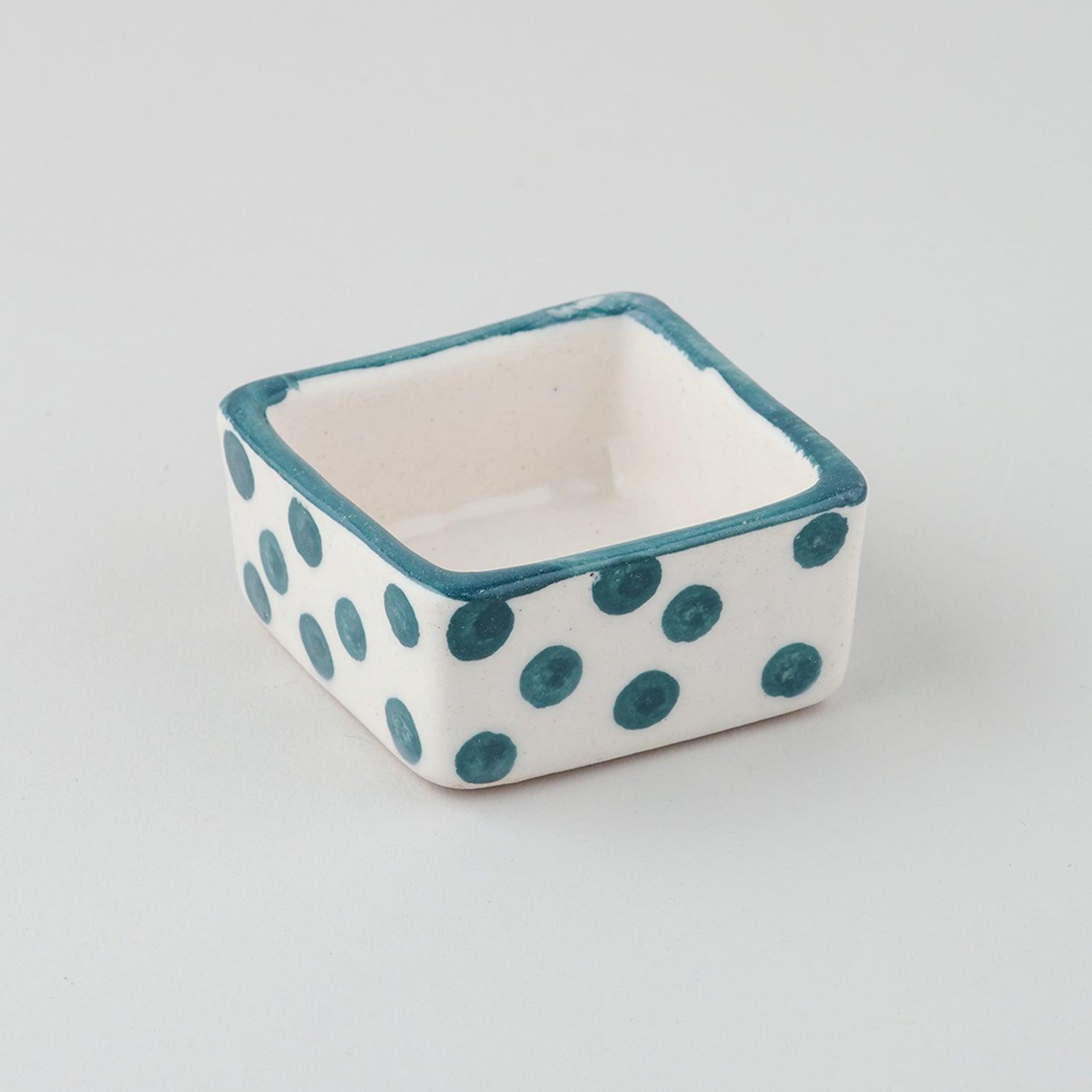 Square Ceramic Dip Bowls Set of 3 (Orange, & Blue) - Eyaas
