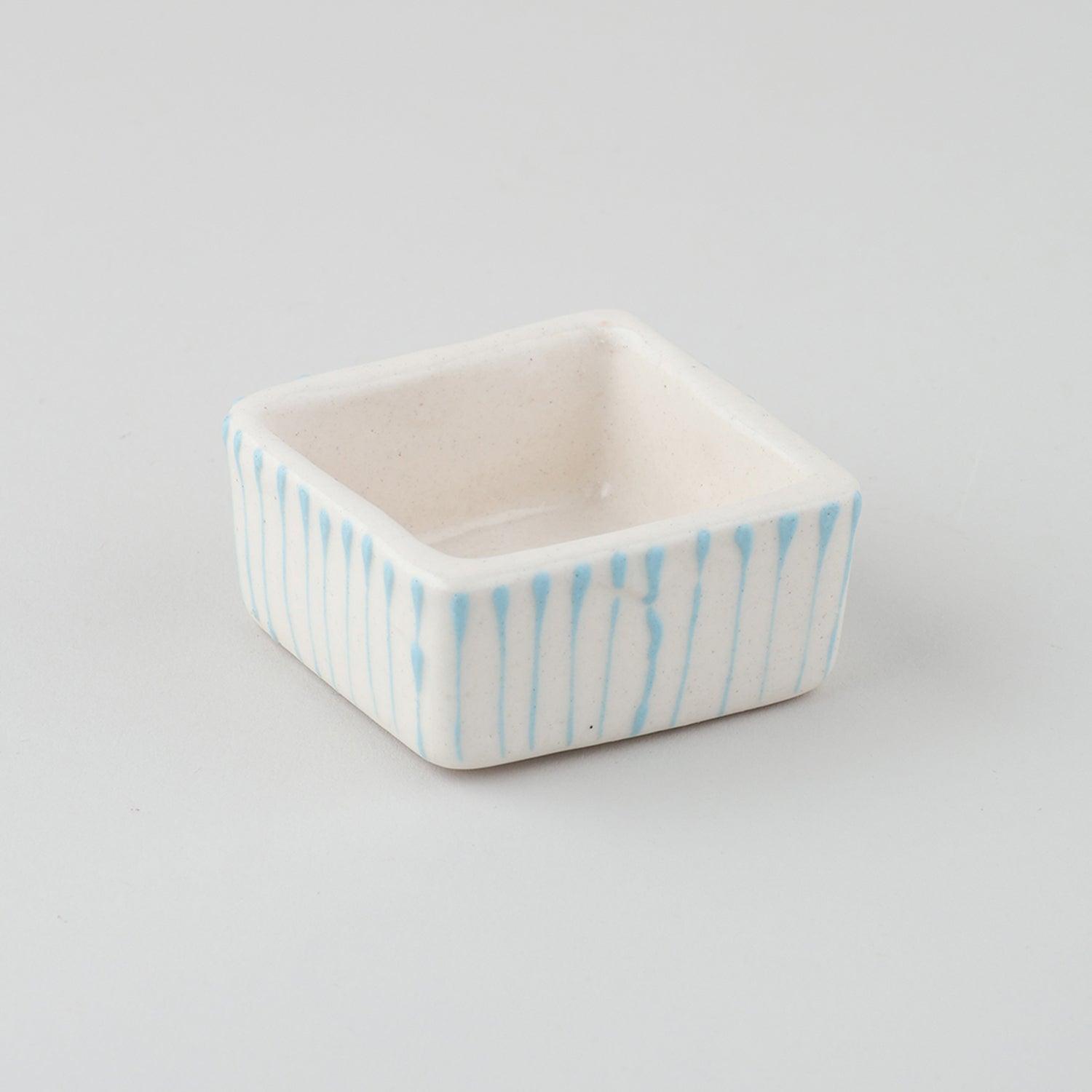 Square Ceramic Dip Bowls Set of 3 (Orange, & Blue) - Eyaas