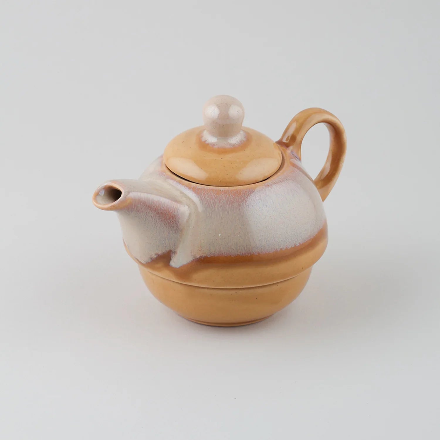 Ochre & Grey Ceramic Kettle with Cup Tea Set