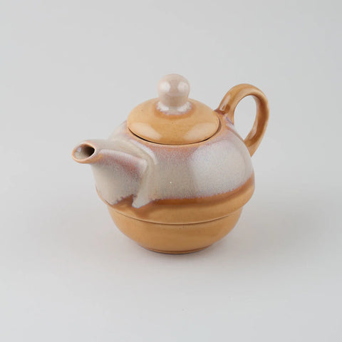 Ochre & Grey Ceramic Kettle with Cup Tea Set - Eyaas