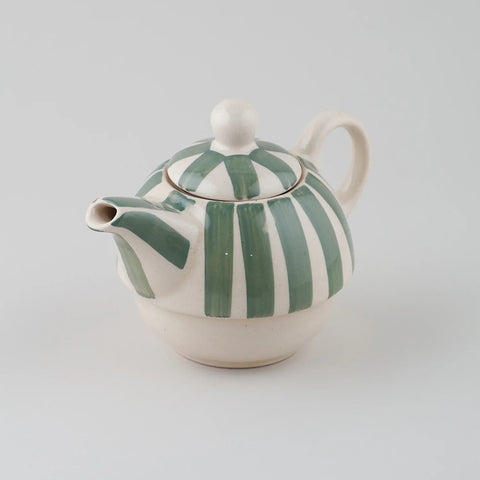 Striped Ceramic Kettle with Cup Tea Set - Eyaas