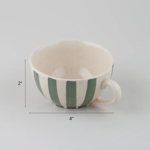 Striped Ceramic Kettle with Cup Tea Set - Eyaas