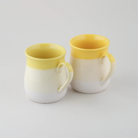 Yellow Ceramic Coffee Mugs Set of 2, Each of 300 ml - Eyaas