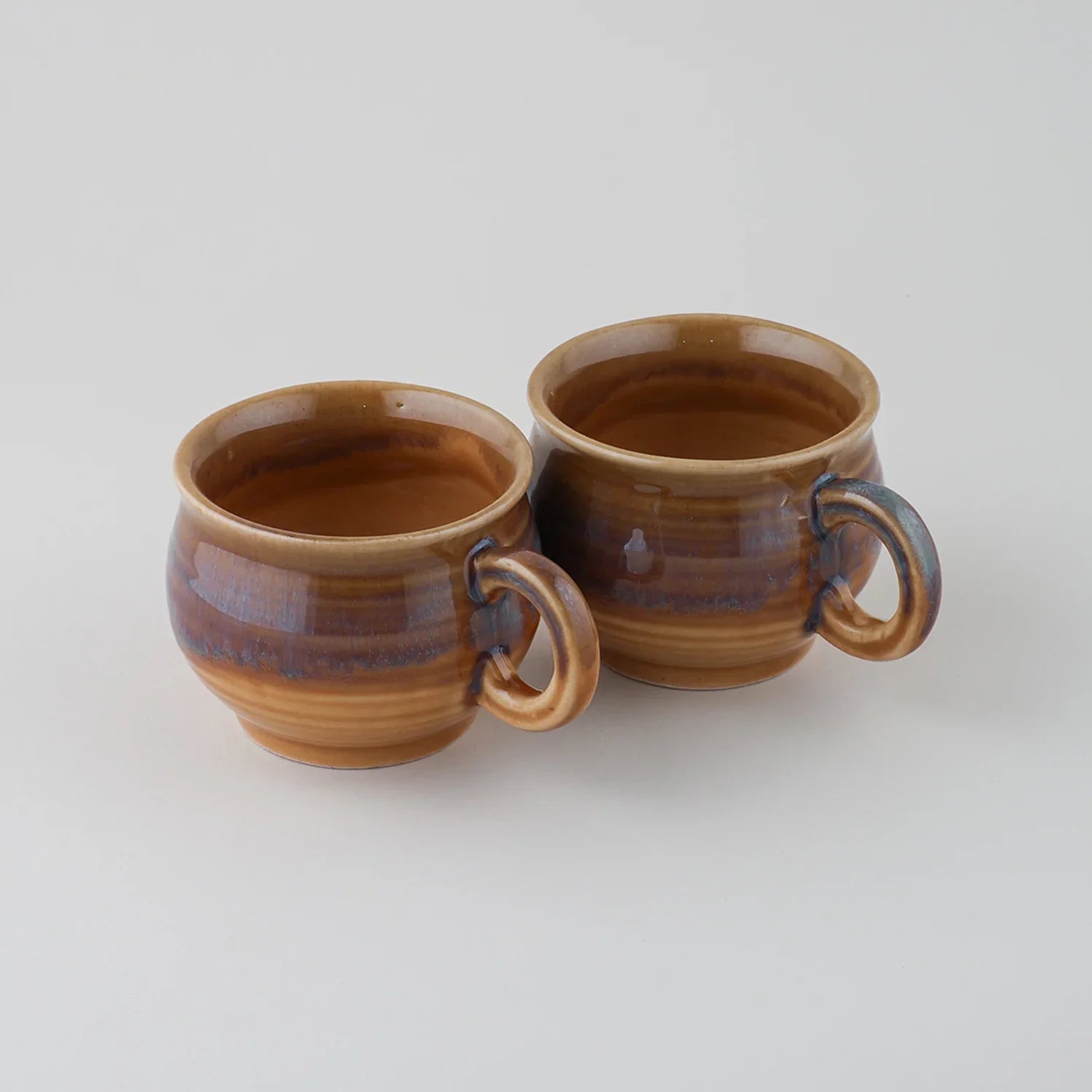 Ochre & Grey Ceramic Tea Cups Set of 2, Each of 200 ml