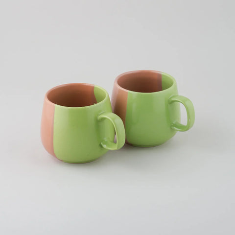 Dual Tone Ceramic Cups Set (Pack of 2, Each of 200 ml)