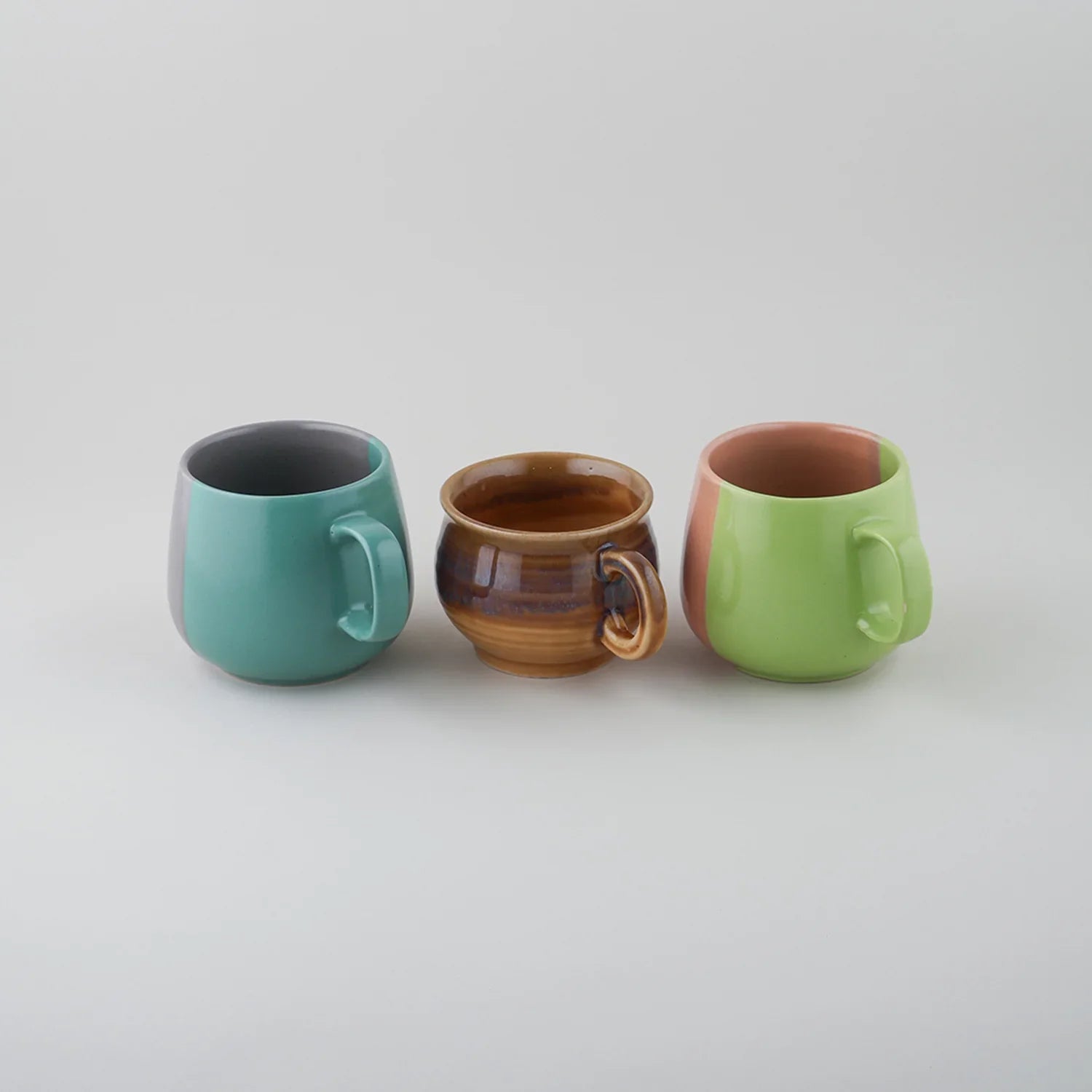 Multi Ceramic Cups Set of 3, Each 200 ml