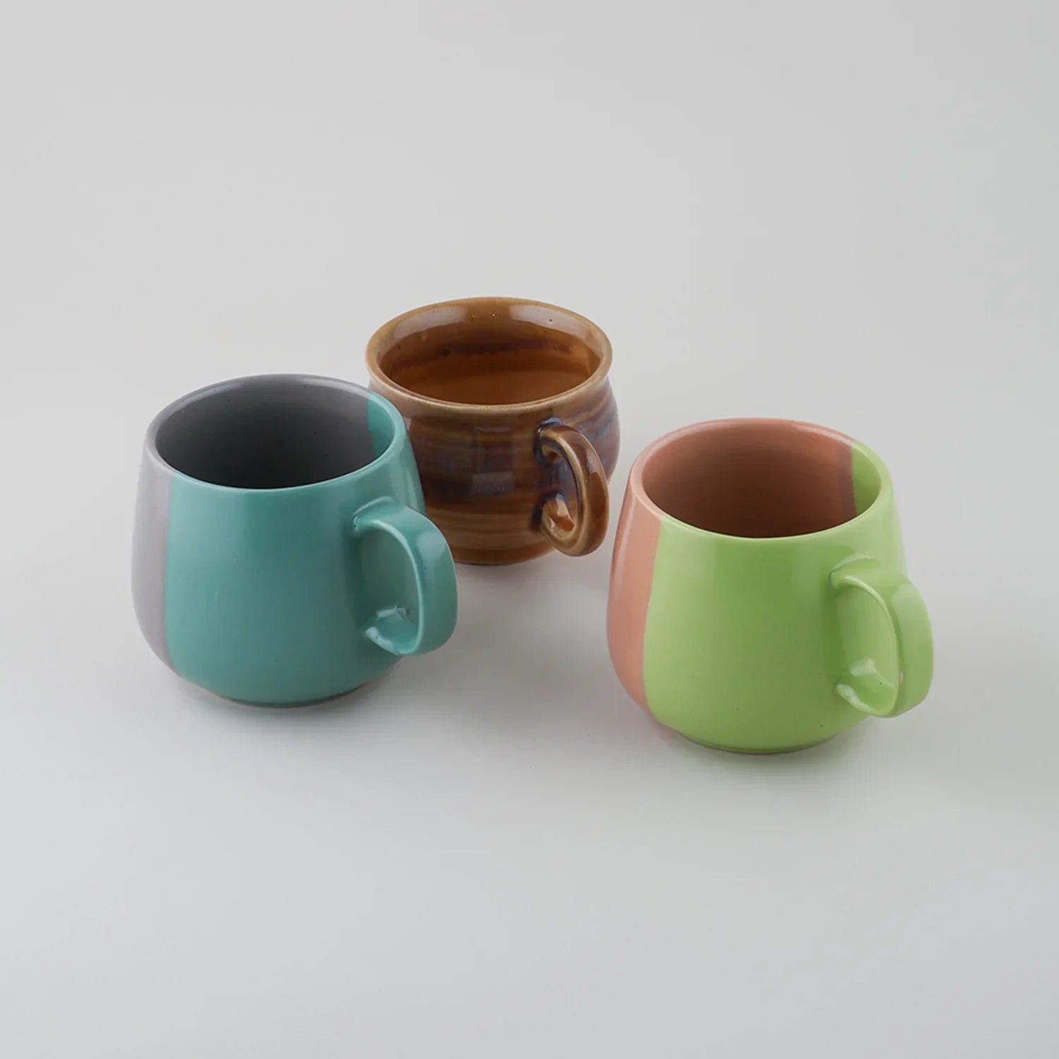 Multi Ceramic Cups Set of 3, Each 200 ml