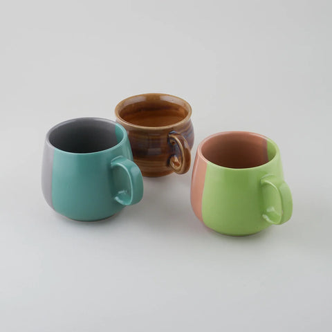 Multi Ceramic Cups Set of 3, Each 200 ml - Eyaas