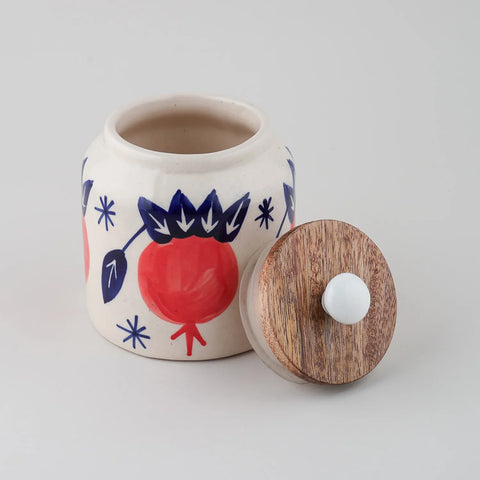 Ceramic Storage Jar with Wooden Lid - Eyaas