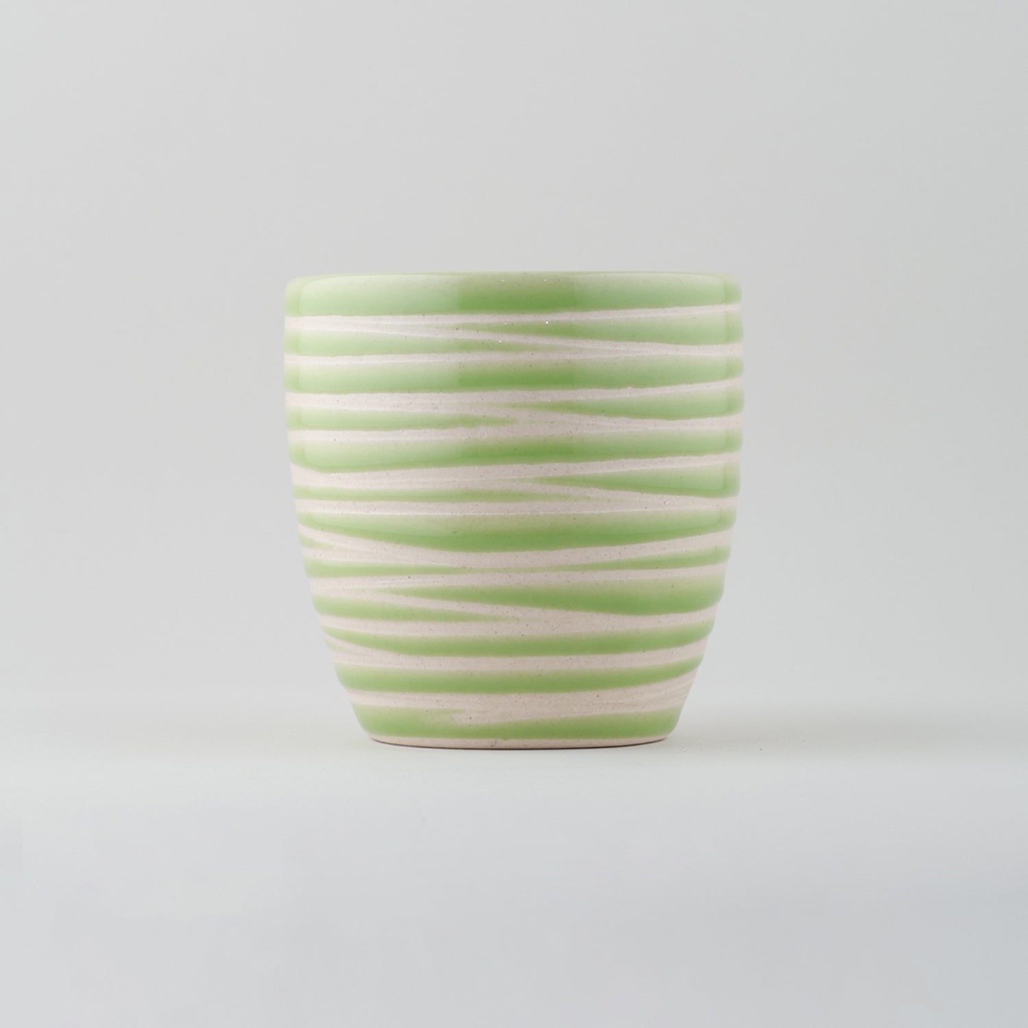 Light Green Striped Ceramic Flower Pot
