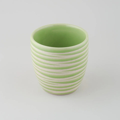 Light Green Striped Ceramic Flower Pot - Eyaas