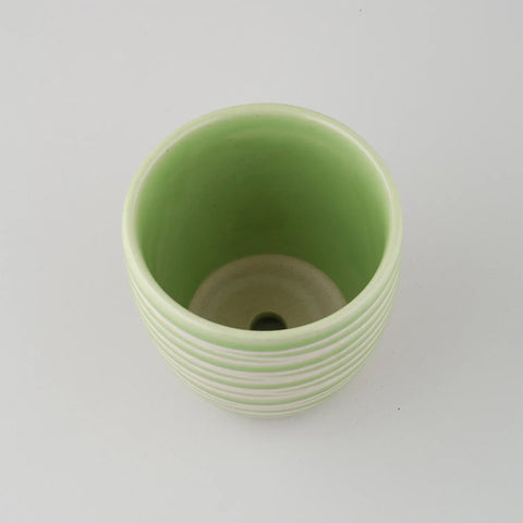 Light Green Striped Ceramic Flower Pot - Eyaas