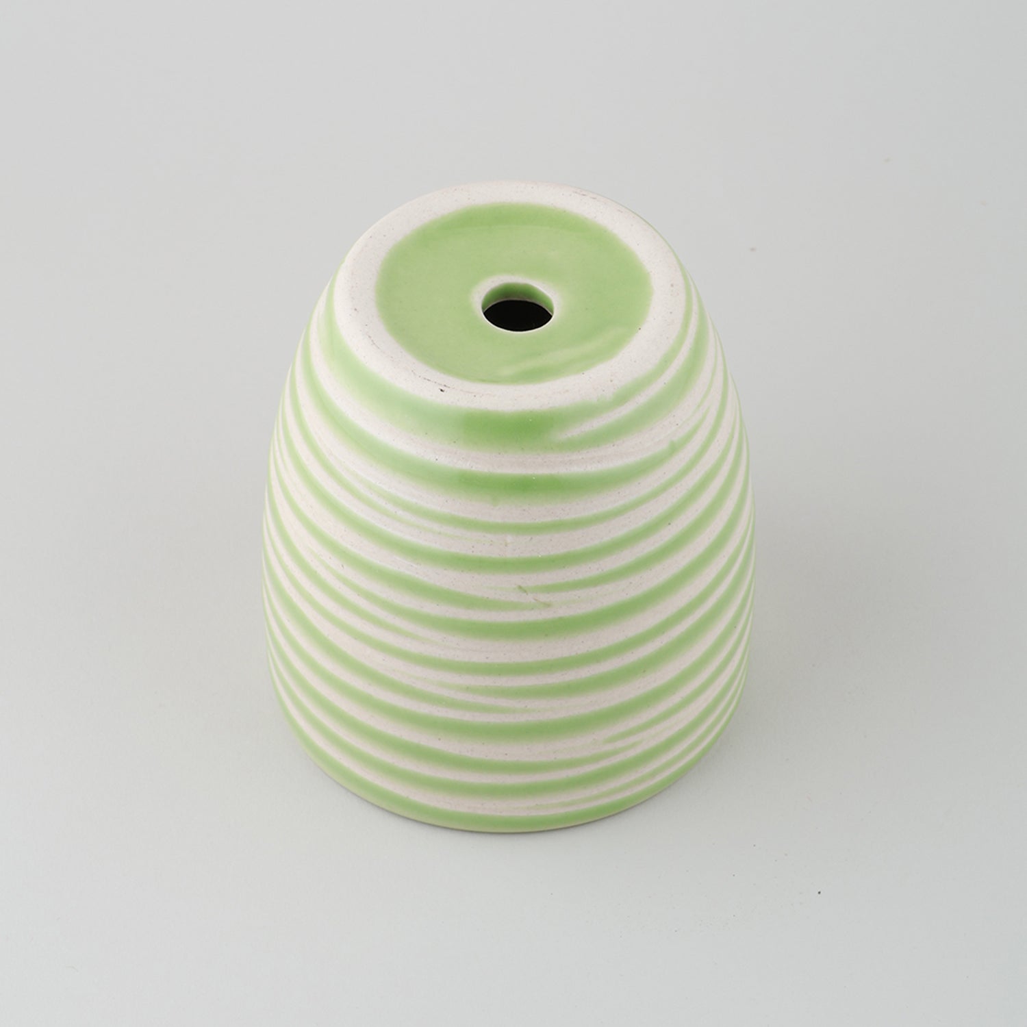 Light Green Striped Ceramic Flower Pot