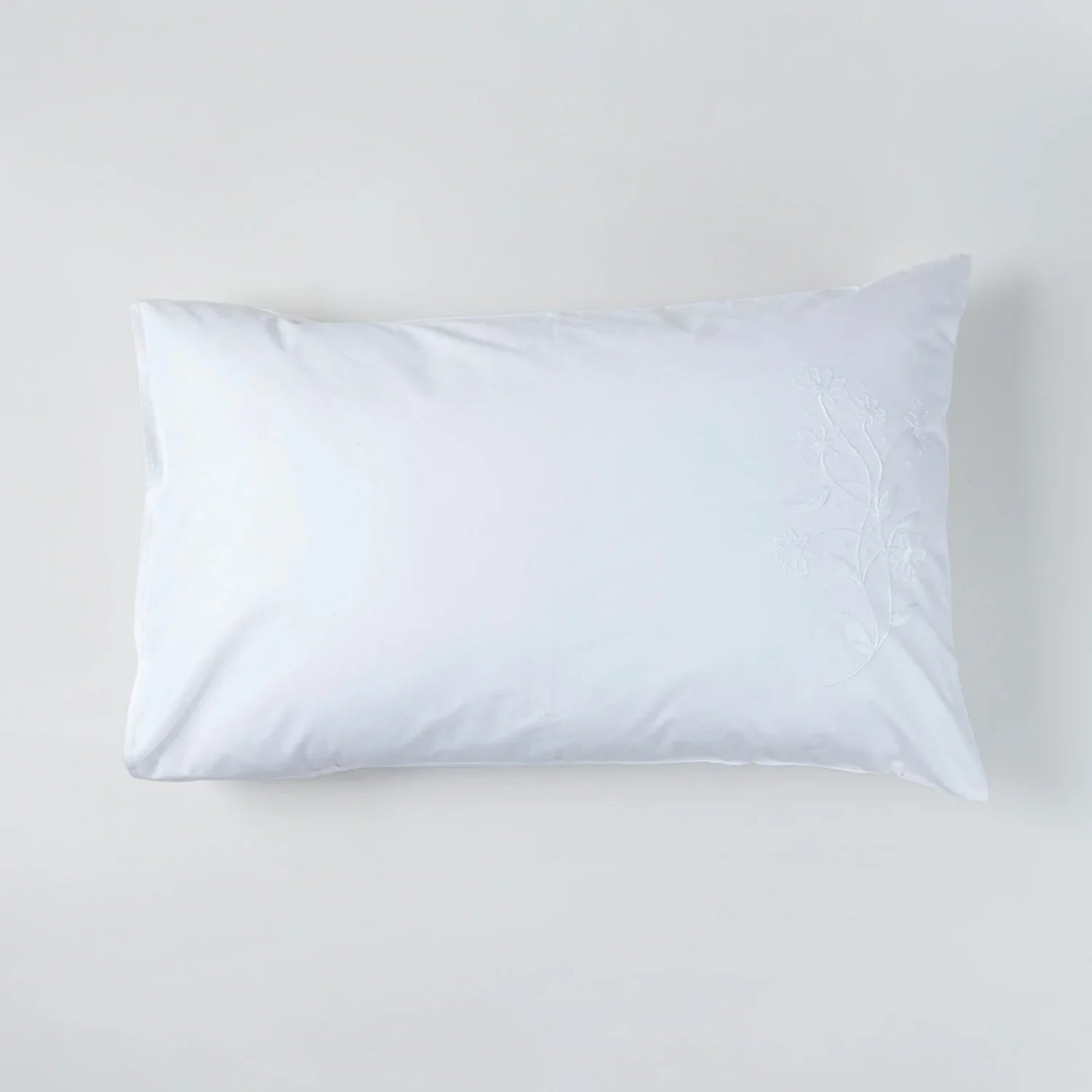 Hand-embroidered Cotton Pillow Covers Set of 2, White