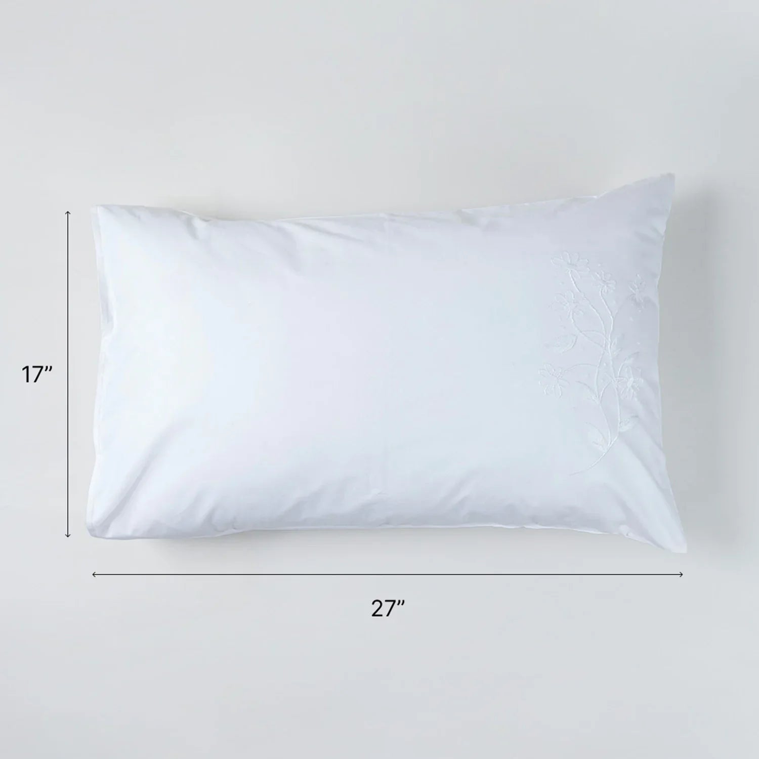 Hand-embroidered Cotton Pillow Covers Set of 2, White